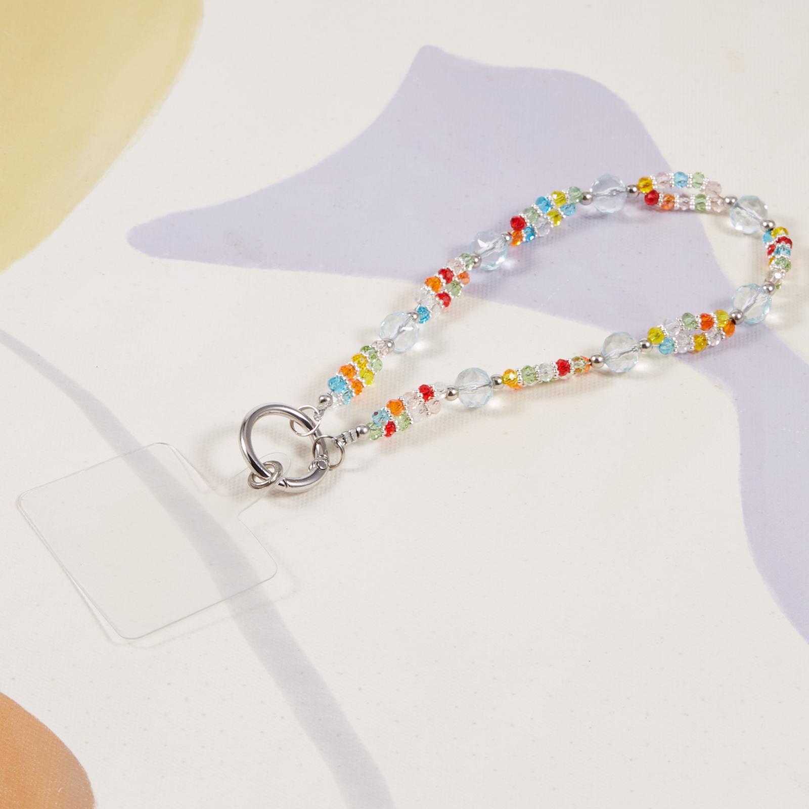 

Cell Phone Charm Lanyard 26cm Rhombus Beads Phone Case Wrist Strap for Women Girls B