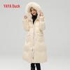 Ya Ya Women's Elegant Mid-Length Duck Down Jacket with Fox Fur Collar