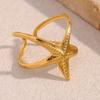 Stainless Steel Gold Color Starfish Open Rings Fashion Metal Hollow Star Adjustable Finger Ring Waterproof Jewelry Gift 2026