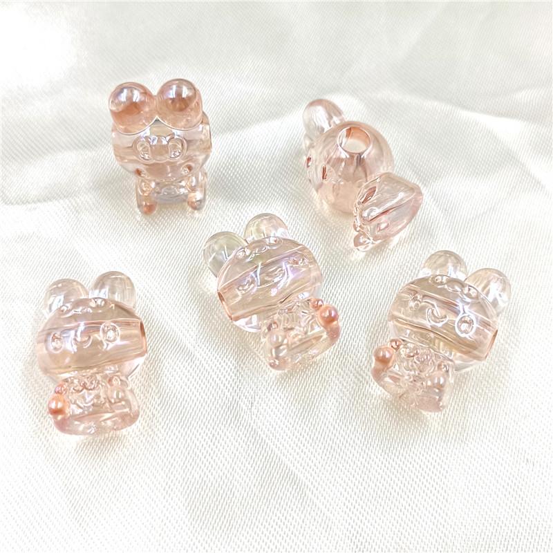 Home Party Supplies Pendant Handmade Materials Dazzle UV Plated Jewelry Accessories Rabbit Loose Beads 5pcs Bracelet Necklace DIY Transparent Fashion