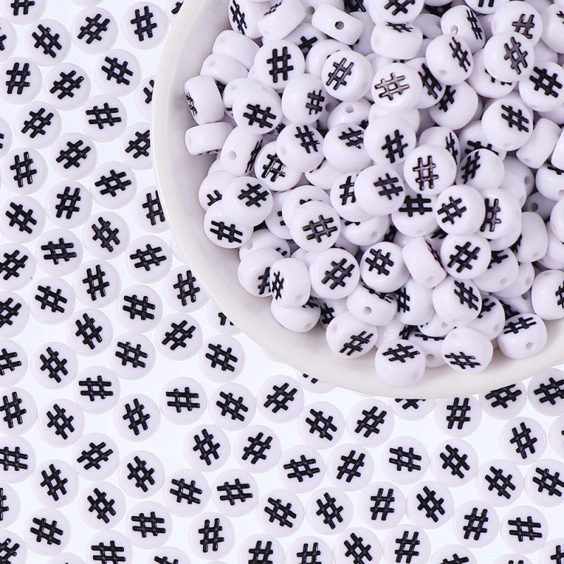 100/Bag Diy Black And White English Acrylic Letter Beads Handmade Bracelets Necklaces Beaded Accessories