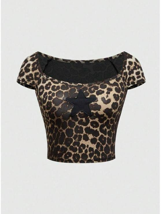 2026 Cross-border Sweet and Spicy Patchwork Punk T-shirt for Women - Irregular, Versatile Short-sleeved Top