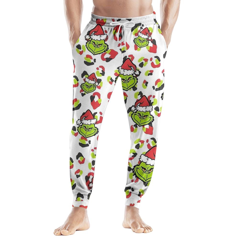 Men's Drawstring Pocket Casual Pants, Checkered Striped Printed Pocket Casual Pants, Home Sleeping Pants