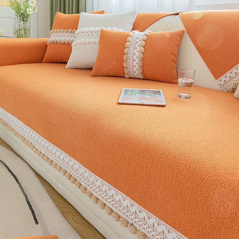 Solid Color Chenille Sofa Cushion, Universal Simple Modern Sofa Cover In All Seasons, Non-Slip And Dirt-Resistant Combination Sofa Cushion