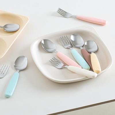 Tackaon Square Infant Spoon Fork Set Baby Daycare Kindergarten Spoon