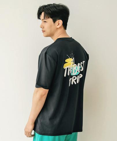 Tyubeuteuli Best Trip Men'S Short Sleeve Rash Guard A518 Black