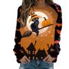 Women's Casual Fashion Halloween Print Long Sleeve Pullover T-shirt Top