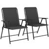 Folding Garden Chairs Set Of 2 Outdoor Dining Chairs With Wide Texteline Seat High Back And Armrests Black