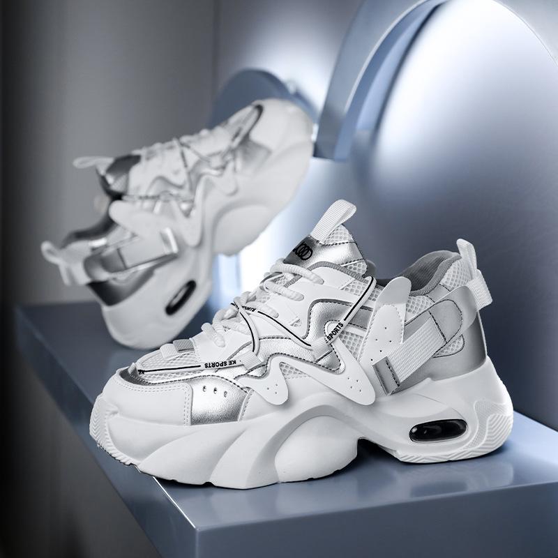 2025 Spring and Summer Trendy Shoes Red Men's Shoes Spring New Platform Dad Versatile Height Increasing Casual Shoes Sports Shoes