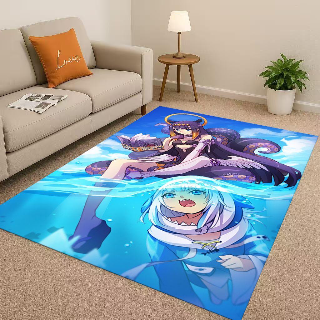 Anime Gawr Gura Hololive Cartoon Cute Girl Living Room Non Slip Area Rug Carpet for Bedroom Playroom Sofa,Home Decor Doormat