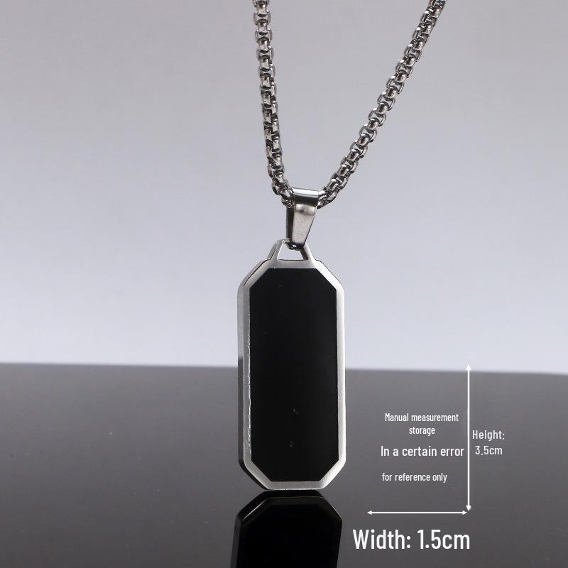 Men's Trendy Black Stainless Steel Geometric Necklace - Hip-Hop Titanium Sweater Chain Accessory