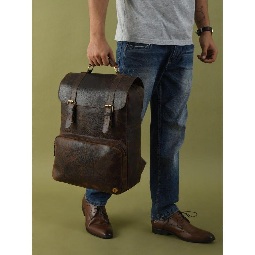 Leather Laptop Backpack – Handmade Vintage Travel Rucksack | Personalised Gift for Him Christmas