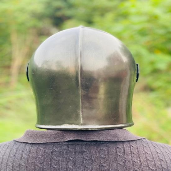 Grey Barbuta Helmet  Medieval Knight Helmet 18g Mild Steel Visored Helmet for LARP, Cosplay  Halloween Costume Warrior Helmet.