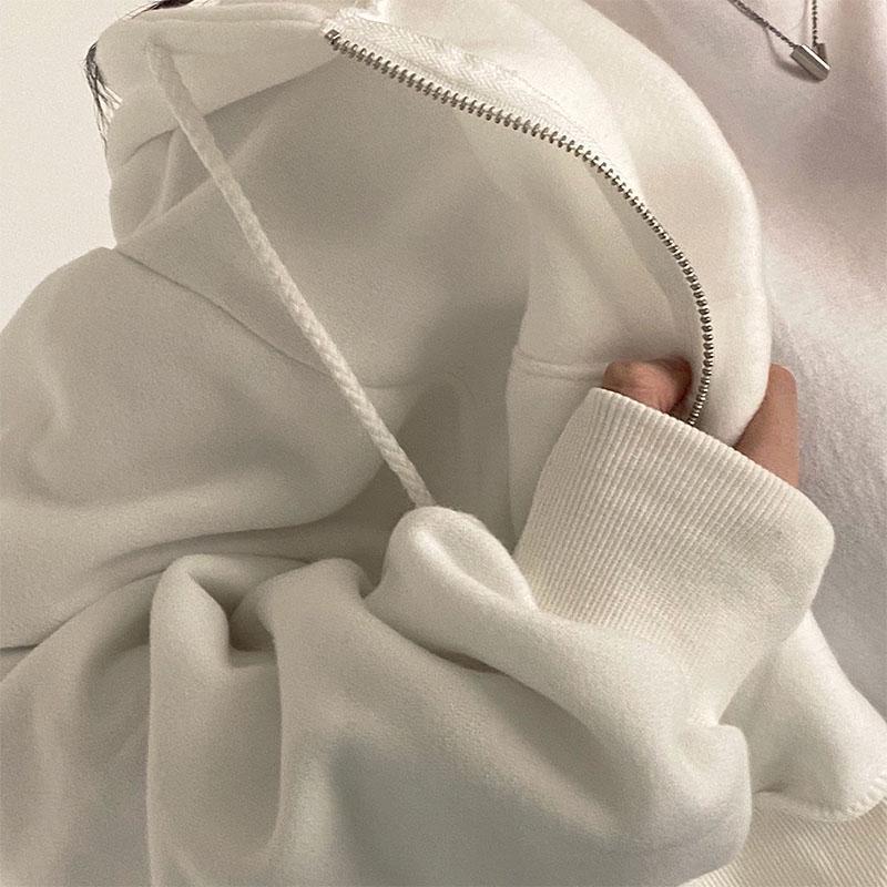 Frauen Hoodies Jacke Herbst Vintage Einfarbig Zip Up Übergroßen Sweatshirts Harajuku Koreanische Version Langarm Mit Kapuze Jacken Mantel