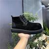 Leather Clown Shoes Winter Velvet Warm High Top Derby Shoes Thick Sole Old Big Head Leather Shoes Flm