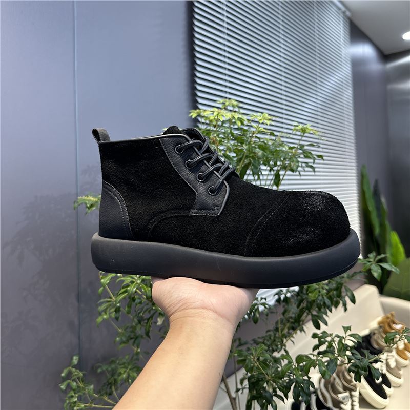 Кожаные клоунские ботинки зимние бархатные теплые высокие дерби на толстой подошве старые с большим носом кожаные ботинки flm 38