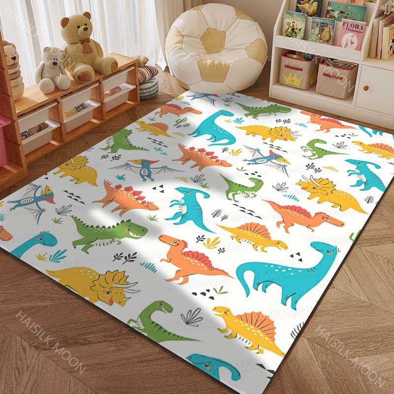 Cute Dinosaur World Cartoon Print Carpet for Living Room Bedroom Sofa Doormat Home Decor Area Rug Non-slip Floor Mat for Gifts