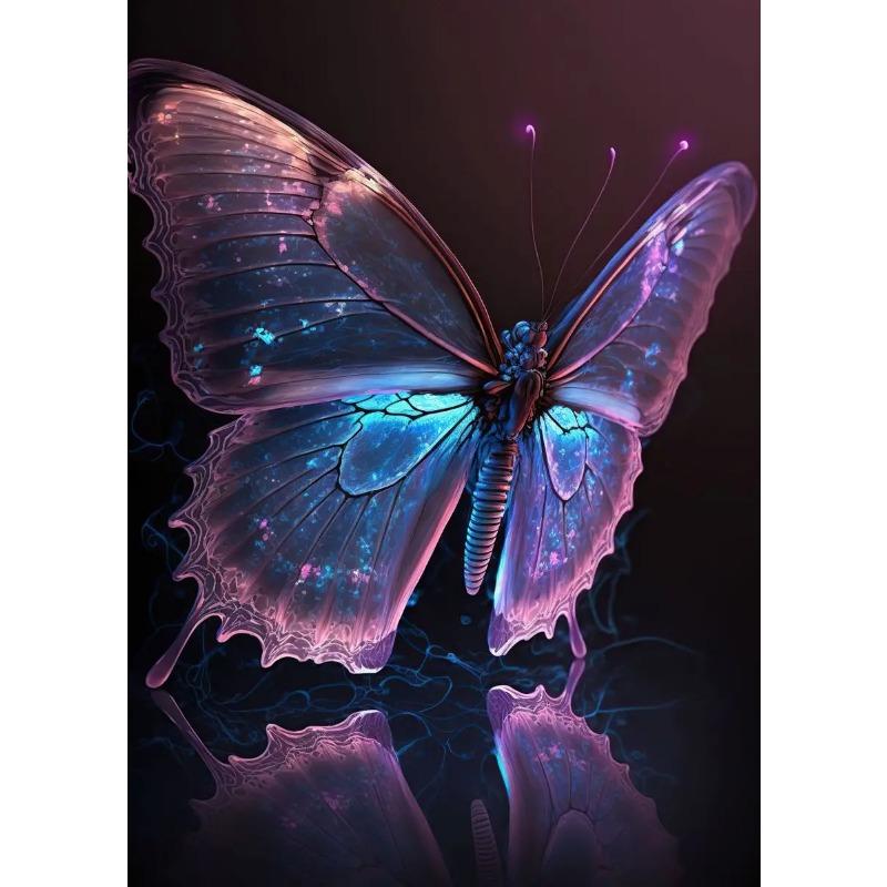 Colorful Pink Purple Butterfly Poster Abstract Glowing Butterfly Wings Print Canvas Painting Living Room Decor Wall Art Pictures