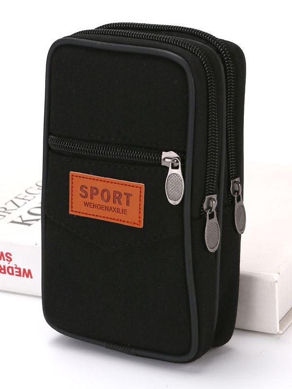 Men's Summer Canvas Phone Belt Bag: Vertical & Horizontal Design for Construction Workers