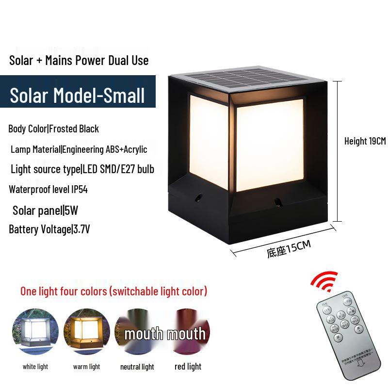 European-Style Solar Waterproof Outdoor Square Light for Courtyards, Villas, Parks, Fences, and Gates 