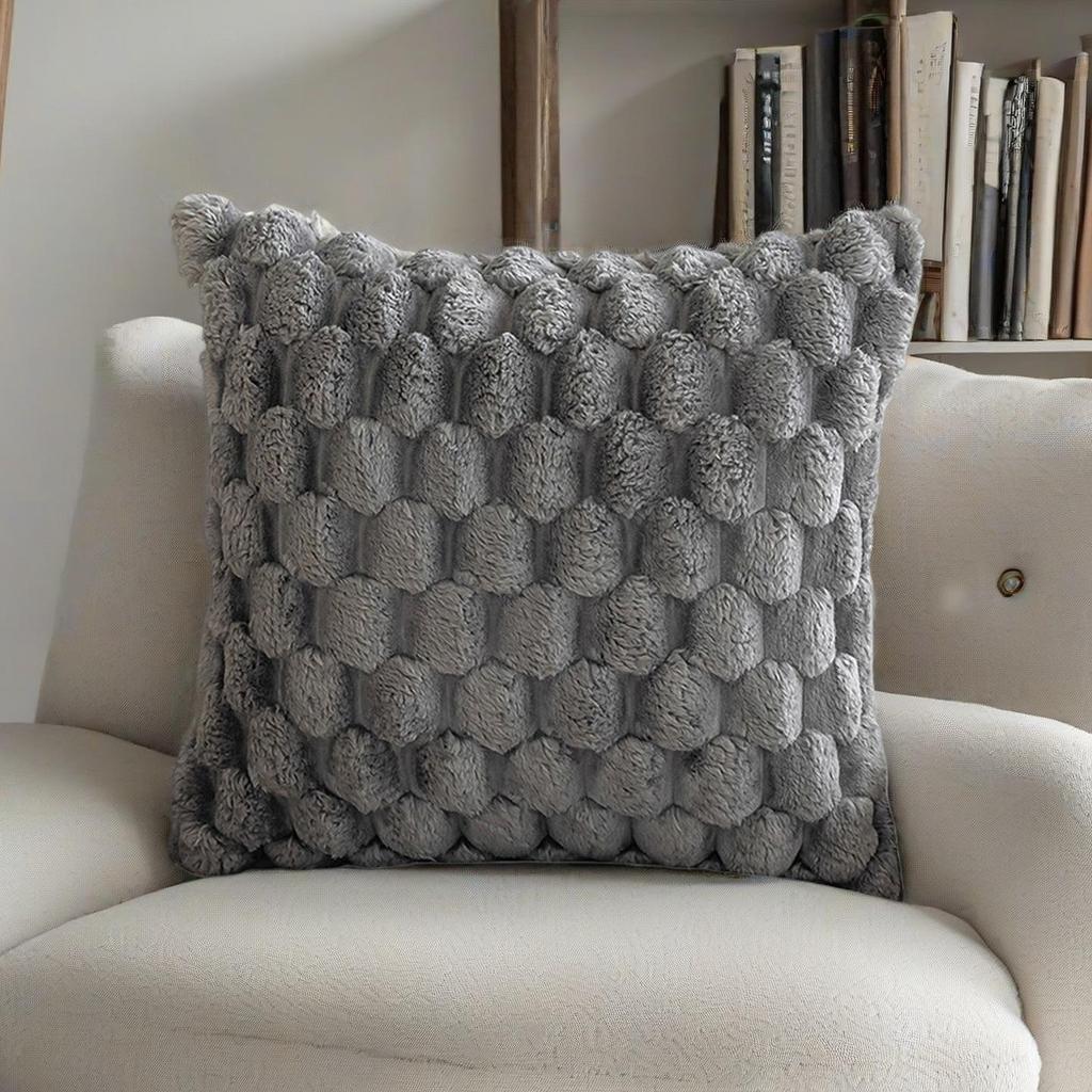 Imitation Rabbit Fur Cushion Cover - Plush Pineapple Pattern for Sofa or Bedroom