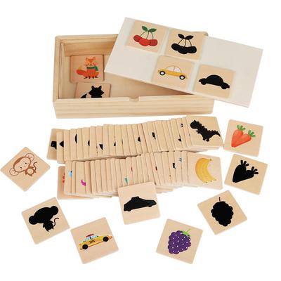 Montessori Find Shape Toys Animal Fruit Shadow Pairing Shape Wooden Puzzle Logical Thinking Game Educational Toys for Children