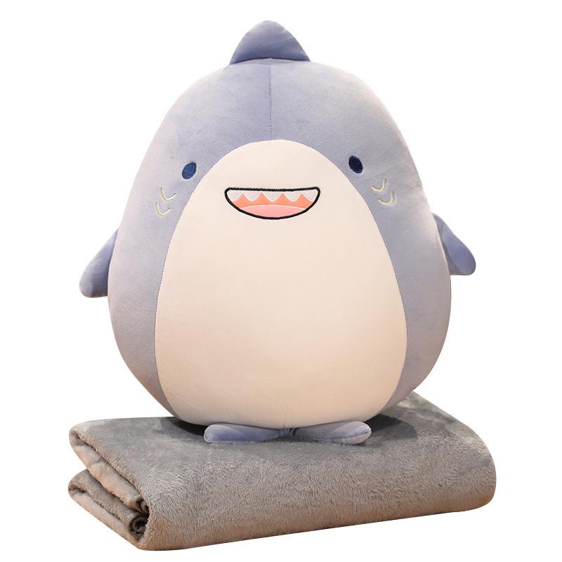 Hand-Warmer Yellow Duck Shark Plush Toy & Blanket - Cute, Soft, Insertable, Ideal for Nap Time or Air-Conditioned Rooms