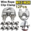 12 Pcs M12-M26 304 Stainless Steel Wire Rope Cable Clip Clamp U Bolt Saddle Fastener