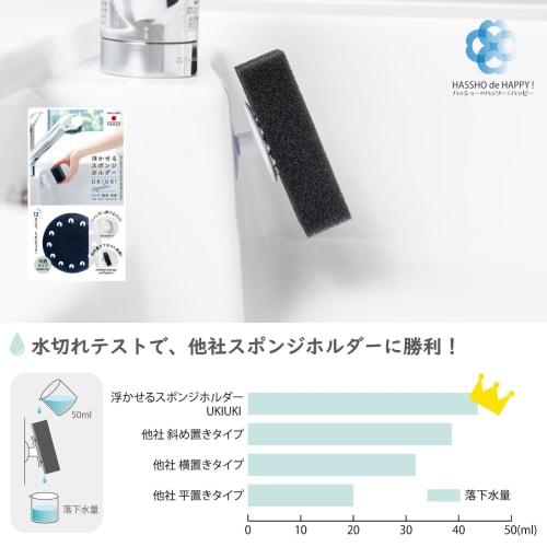 Hachisho Shoji UKIUKI Floating Sponge Holder, Sponge Rack, Drains Water, Kitchen, SHU-01S, Black