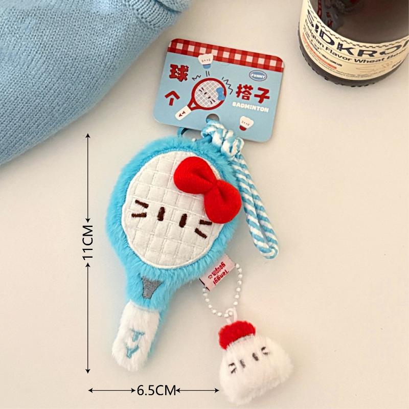 

Cute Cartoon Badminton Racket Doll Pendant Keychain Kawaii Simulation Filled Doll Backpack Decoration Pendant Accessories Gift as the picture