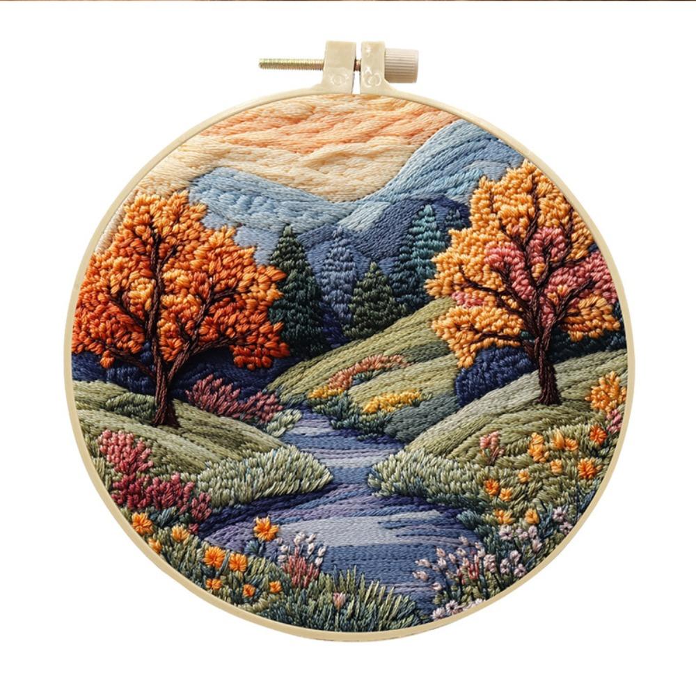 Mountain and Moon Landscape Embroidery Kit Handmade Gift Home Decoration Cross Stitch with Scenery Pattern Sewing accessories