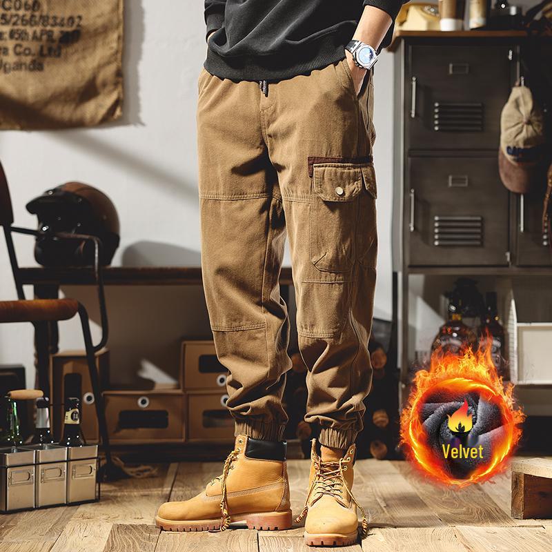 2025 Men's American Retro Harem Overalls - Thickened Spring/Autumn Casual Pants