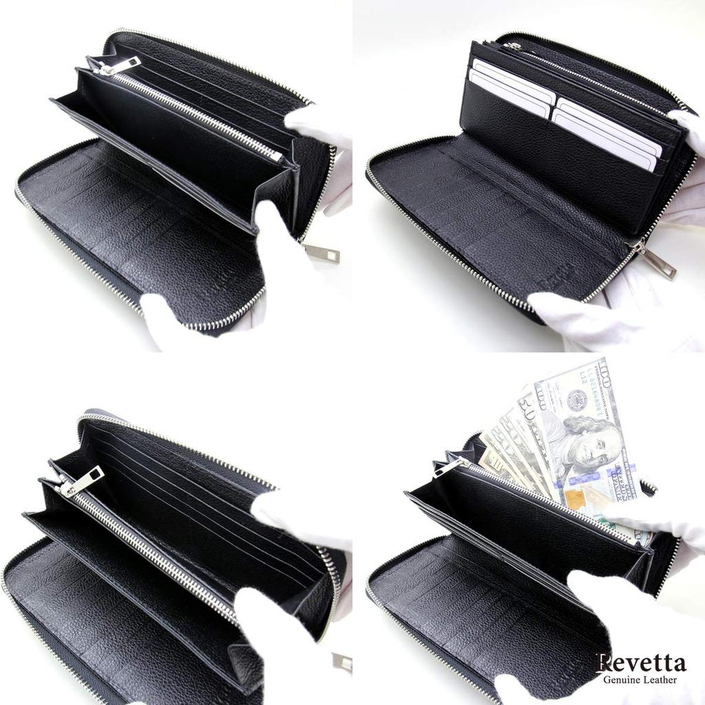 [Revetta] Stingray Leather Long Wallet, Black, Round Zipper, Galuchat Stingray Leather, Men's Genuine Leather [075-1stw-2-1]