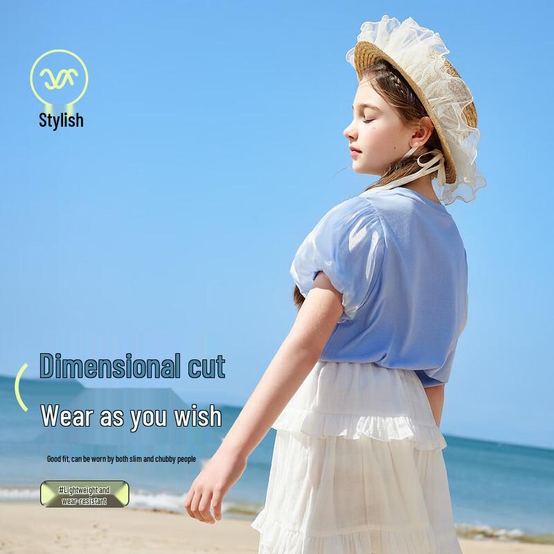 ASK JUNIOR Girls' Puff Sleeve 3D Bow T-Shirt