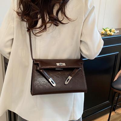 Autumn and Winter Retro Maillard Fashion Small Bag Women's New Crossbody Small Square Bag Single Shoulder Armpit Bag
