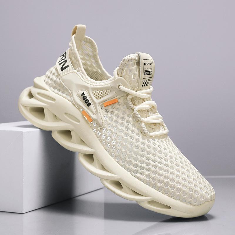 

Чоловіче взуття літо нове в язане повсякденне спортивне взуття дихаюча сітка велика сітка парне взуття модне студентське взуття для бігу 44 бежевий