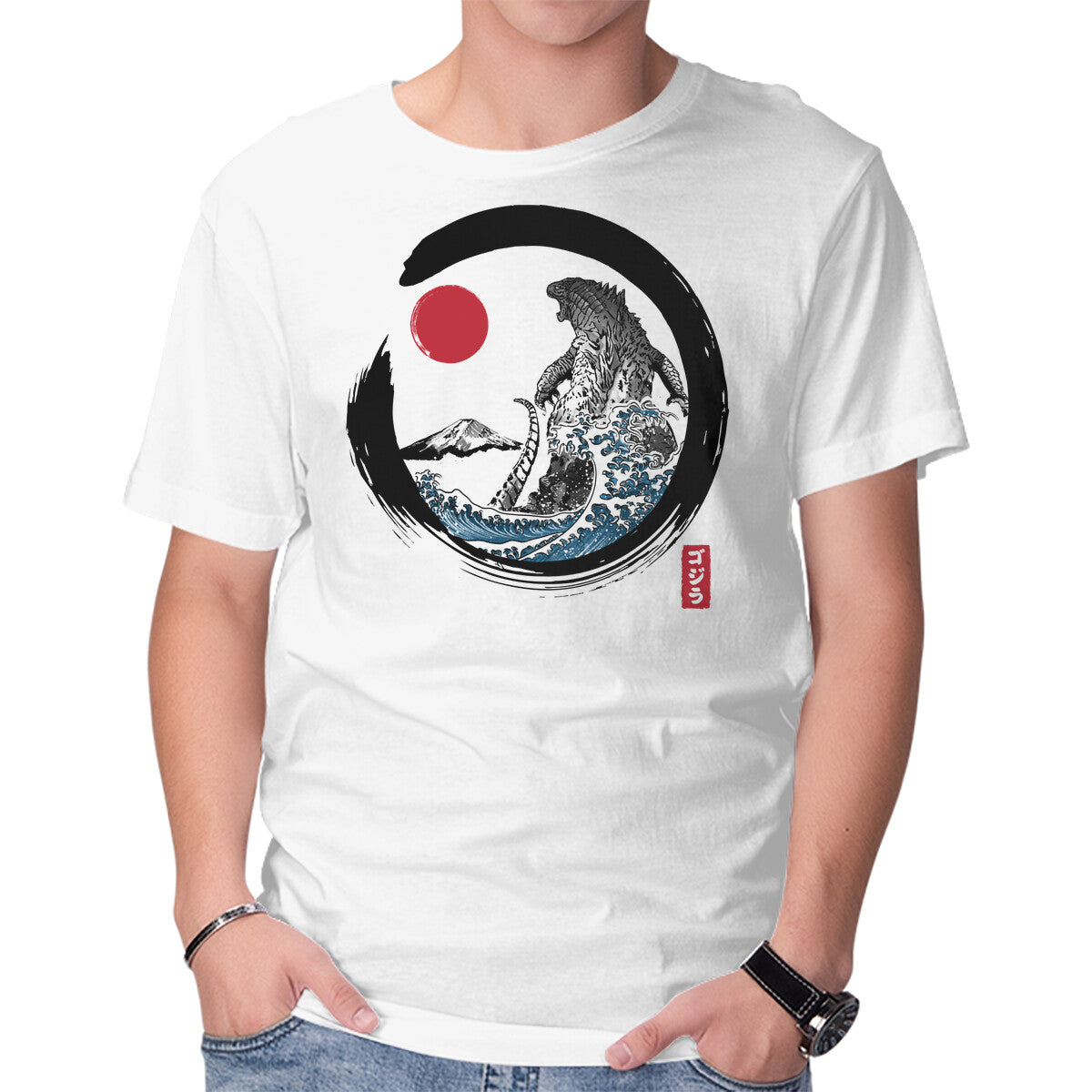 Unisex Crew Neck T-Shirt Enso Kaiju Graphic Short Sleeve Casual Tee XXXXL