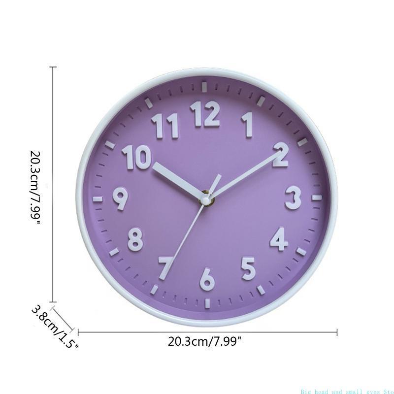 Modern Simple Wall Clock 8 Inch Candy Color Silent for Time Clocks Ornament for Home Bedroom Dormitory Living Room Children