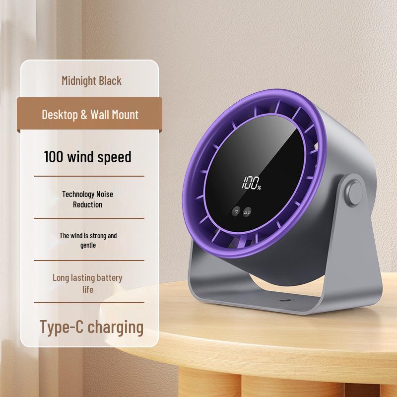 New High-Speed Clip-On Fan: 100 Gears, Digital Display, Wall-Mountable, Rechargeable for Home or Office Use
