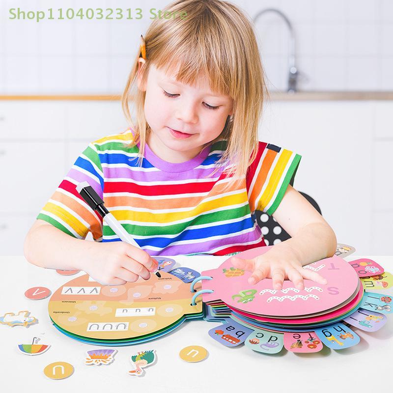Interactive Activity Book Quiet Book Alphabet Stickers for Kids Brain Development