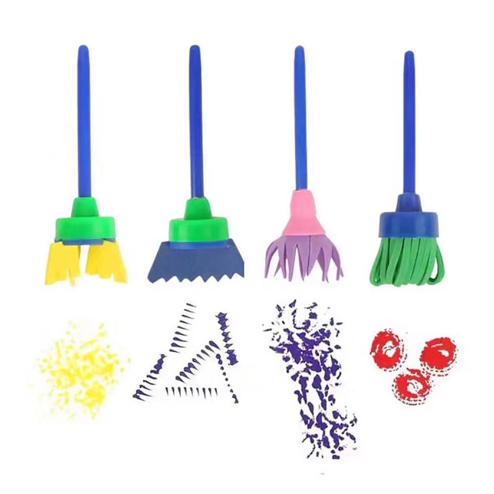 4Pcs/Set DIY Graffiti Sponge Mop Brushes Painting Drawing Kids Toy Art Supplies 4Pcs/Set DIY Graffiti Sponge Mop Brushes Painting Drawing Kids Toy Art Supplies