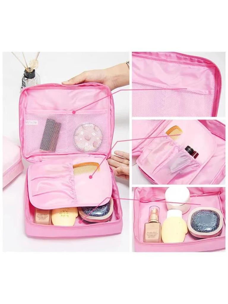 Square Makeup Bag Portable Handheld Toiletry Bag Large Capacity Travel Organizer
