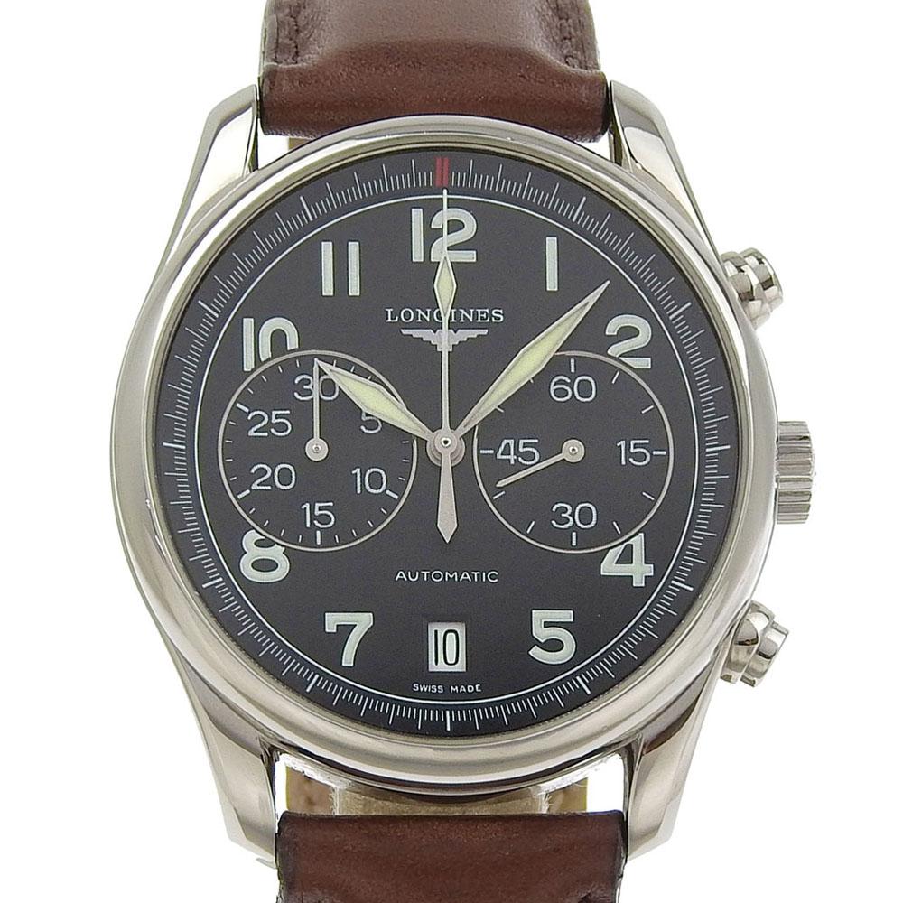 

LONGINES Master collection Watches L2.629.4 blackDial Stainless Steel/Embossed Leather Mechanical Automatic Chronograph mens Used