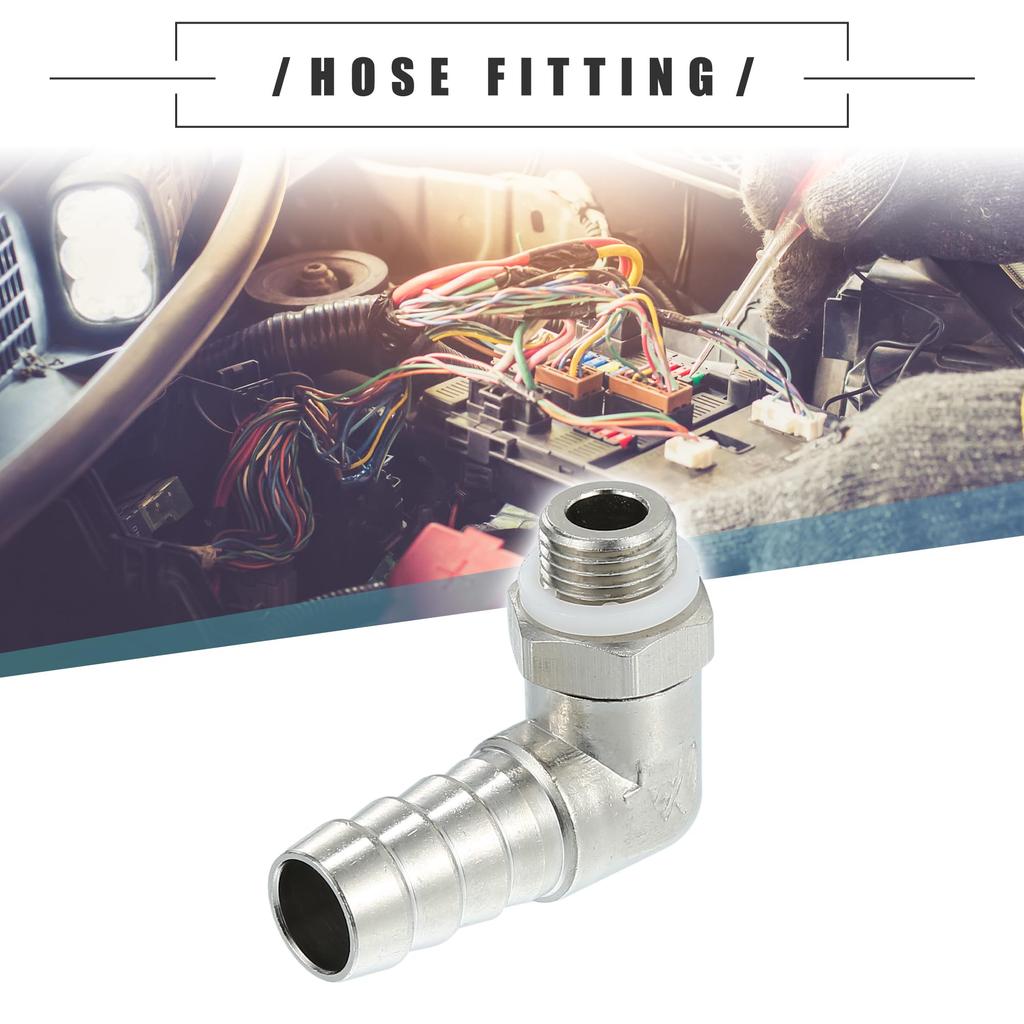 Motoforti Universal Auto 90 Grad Messing Fitting Schlauchadapter, Schlauchfitting, 10mm 3/8" Stacheldraht