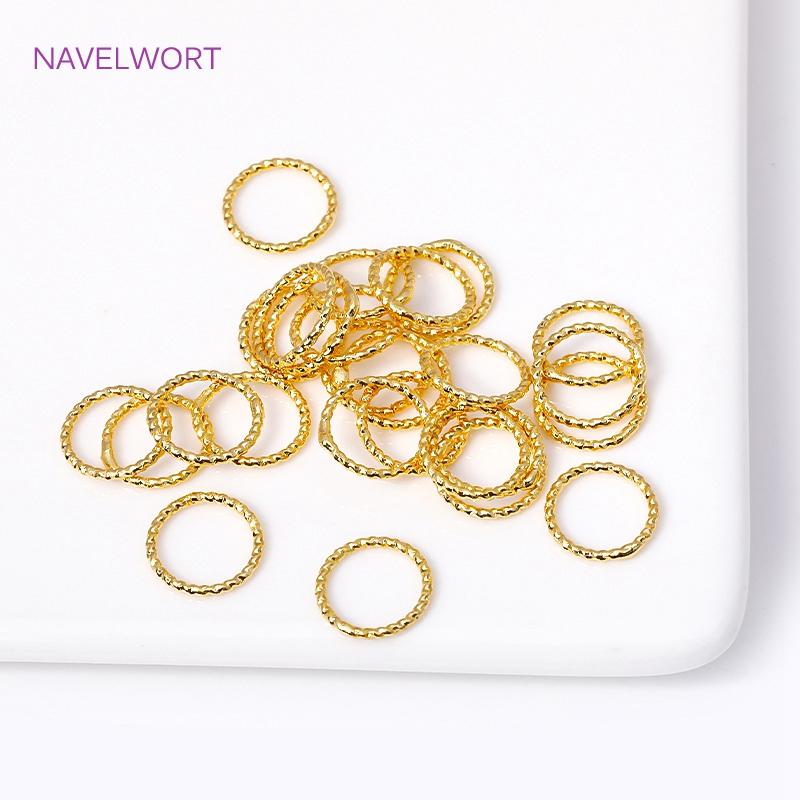 6/8/10/12MM 18K Gold Plated Brass Round Twist Closed Ring Connectors Accessories For DIY Jewelry Making Supplies Wholesale