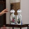 1PC Jade porcelain hand-painted cheongsam vase, retro decorative item, flower arrangement, Chinese ceramic handcrafted