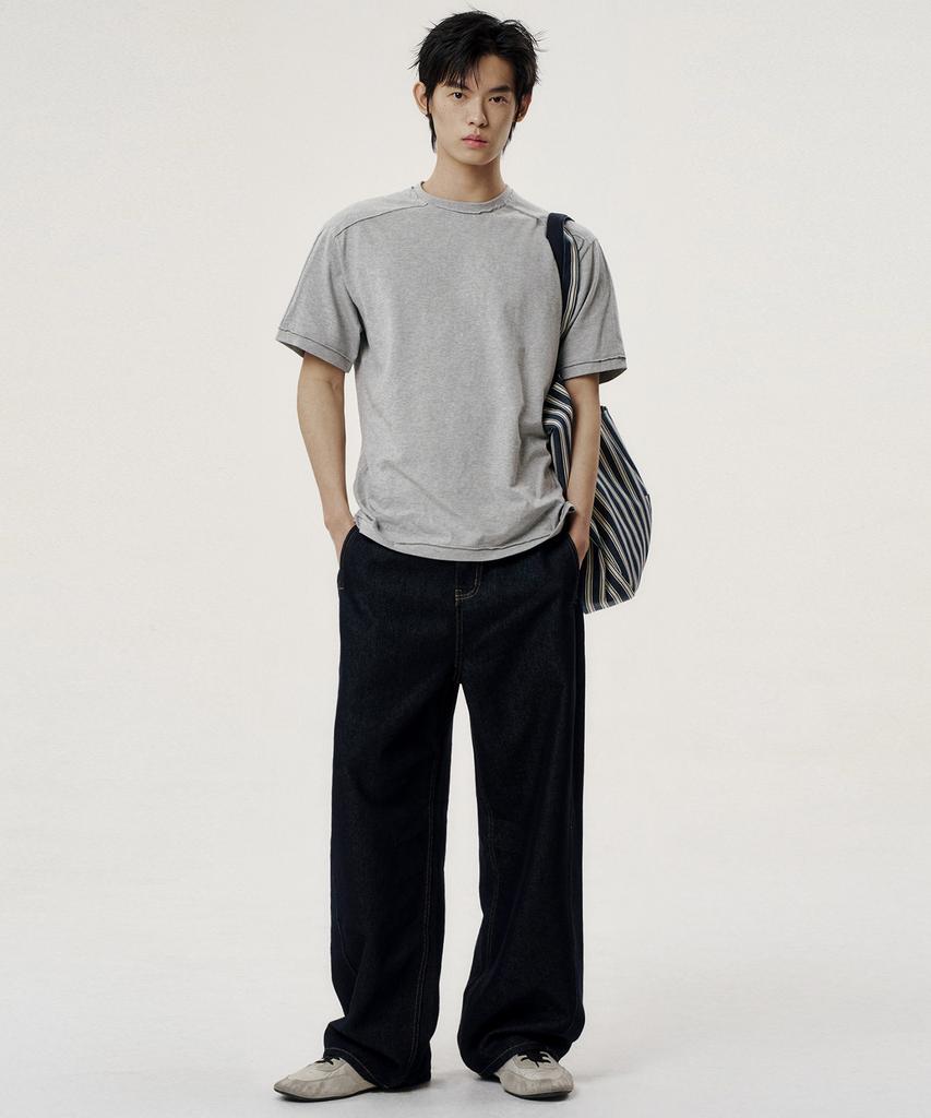 NOISE Low-Cut Loose-Fit Short-Sleeve T-Shirt - Gray