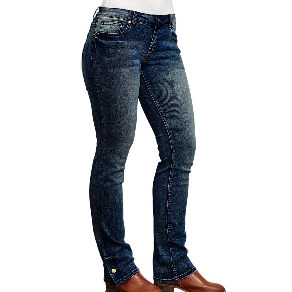 Damen Denim Klassisch Vielseitig Hohe Taille Modische Hose