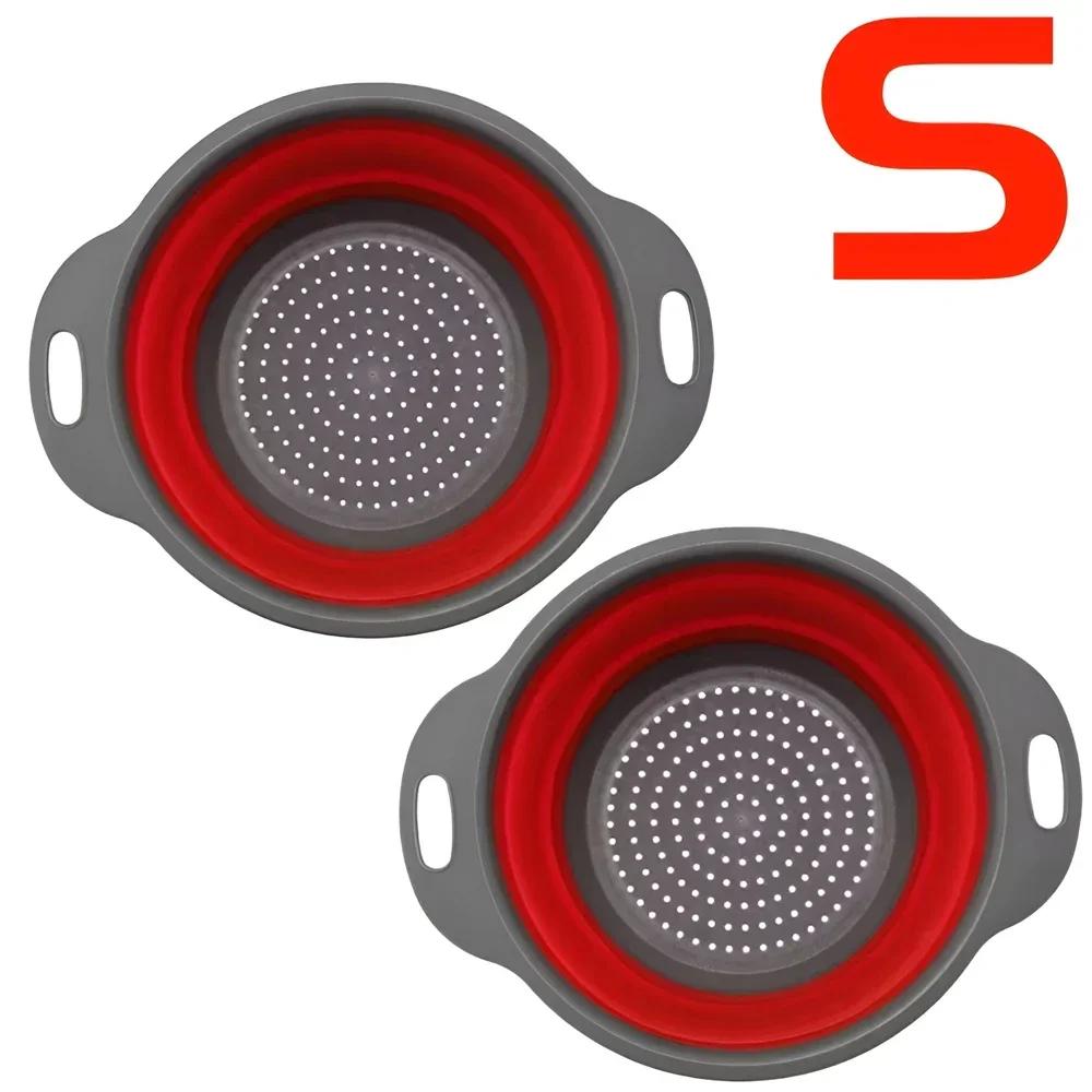 2PCS Silicone Folding Drainer Basket Fruit Vegetable Foldable Colander Kitchen Strainer for Food Pasta Kitchenware Drain Device