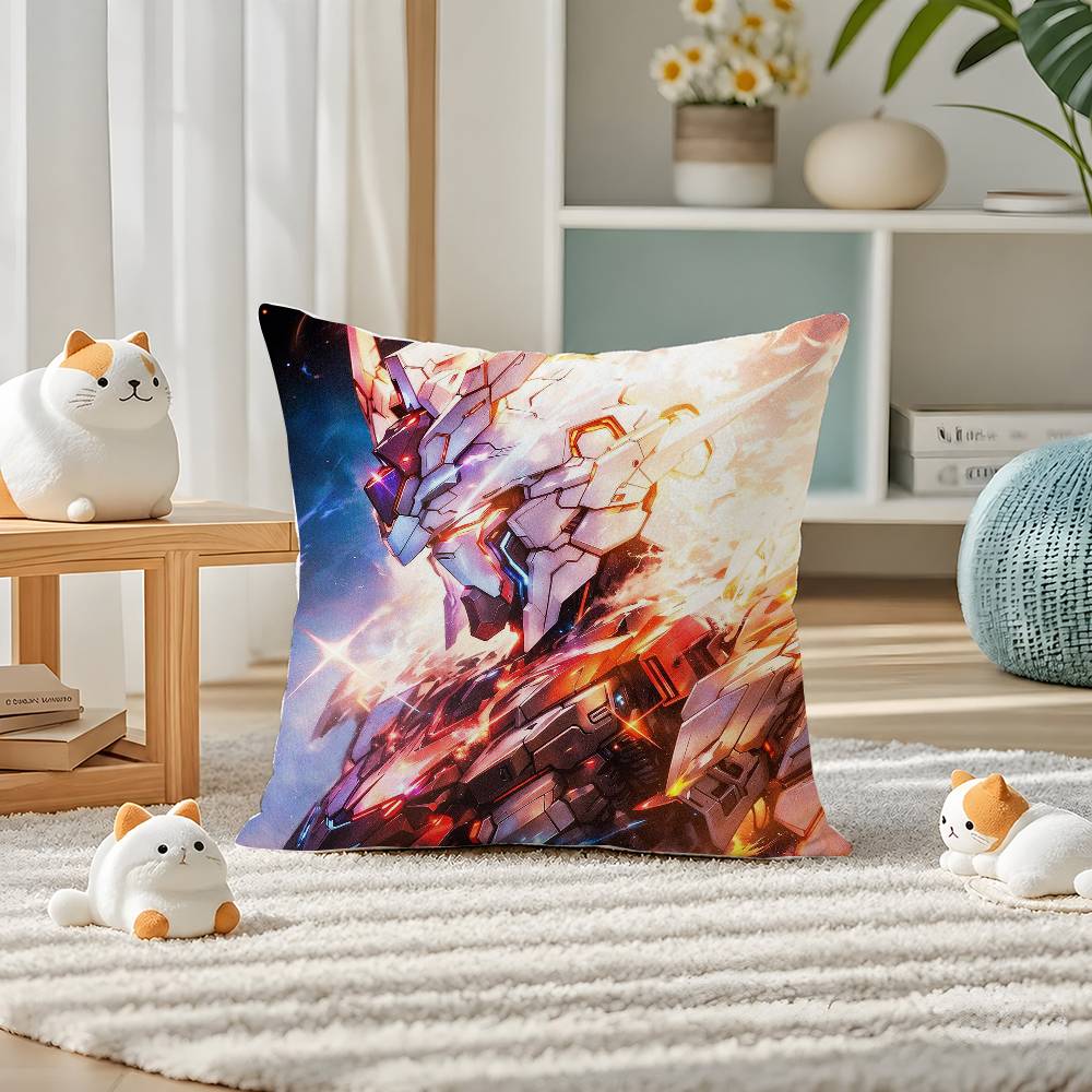 Mobile Suit Gundam Sandrock Gundam Anime Plush Pillow Cover Soft Short Plush Cushion Cover For Sofa Bedroom Home Decor Gift